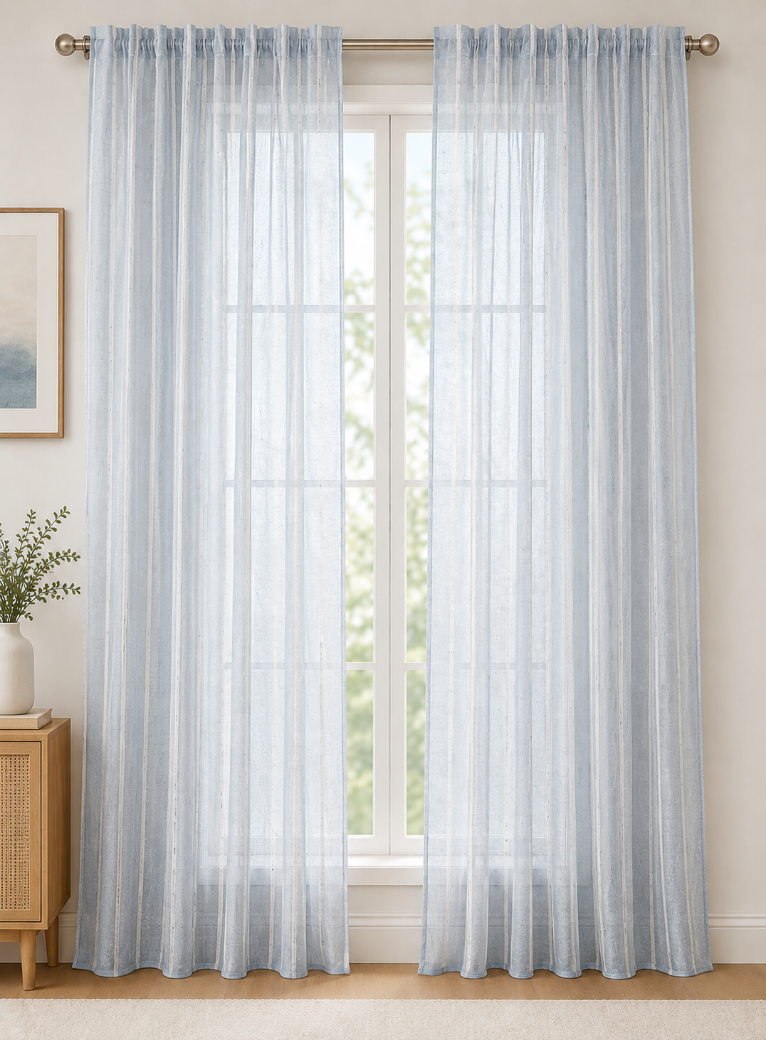 Linen Stripe Biru Abu